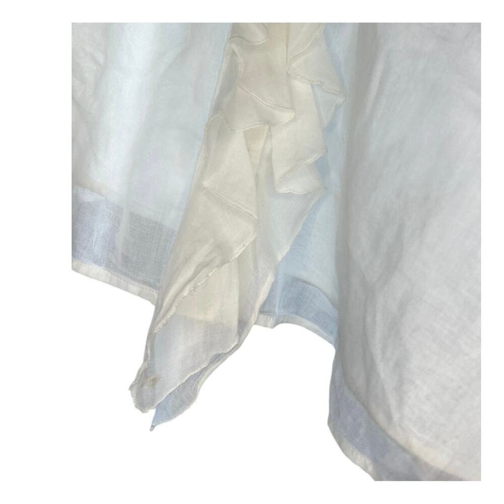 Cotelac Vintage 90s White Gauze Cotton Ruffle Button Top 8 - Picture 5 of 5